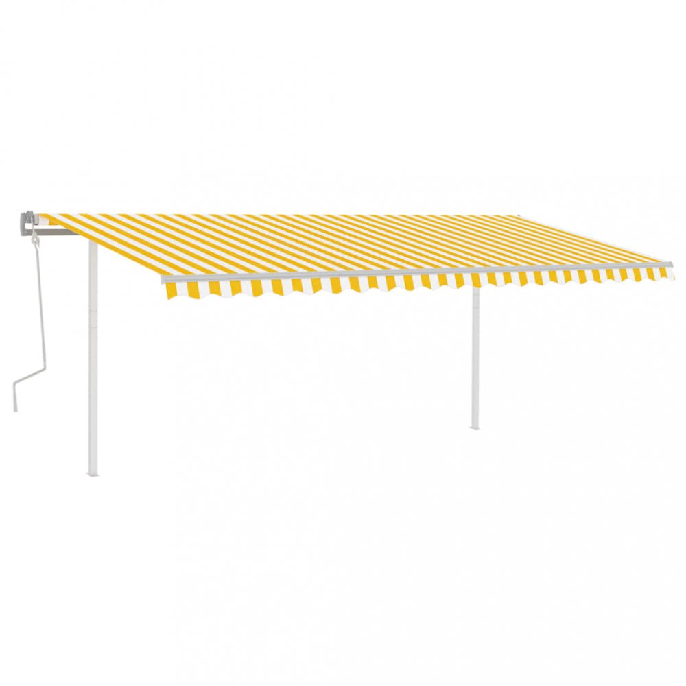 Ručne zaťahovacia markíza so stĺpikmi 500x300 cm Dekorhome Biela / žltá