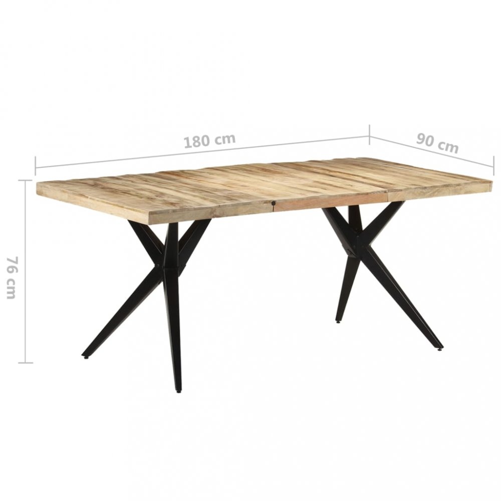 Jedálenský stôl masívne drevo / oceľ Dekorhome 180x90x76 cm