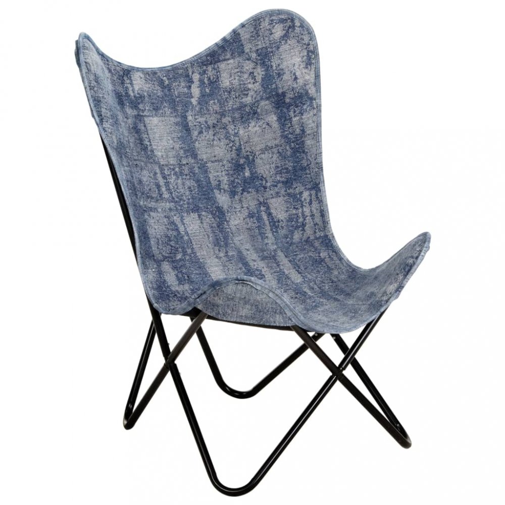 Relaxační křeslo BUTTERFLY textil / ocel Dekorhome Modrá