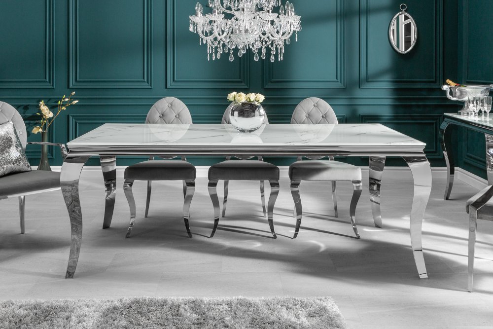 Jedálenský stôl ZETHOS 180 cm Dekorhome Bielo-sivý mramor