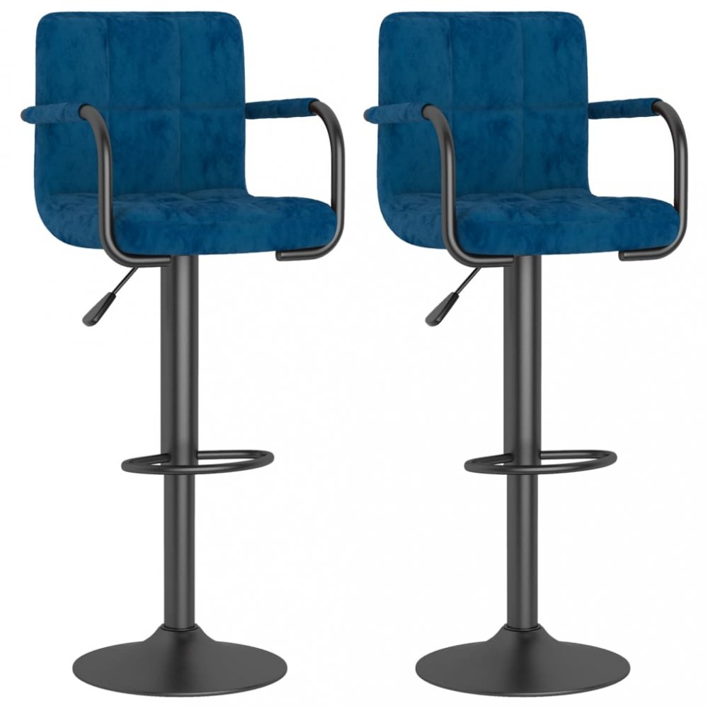 Barová židle 2 ks samet / kov Dekorhome Modrá