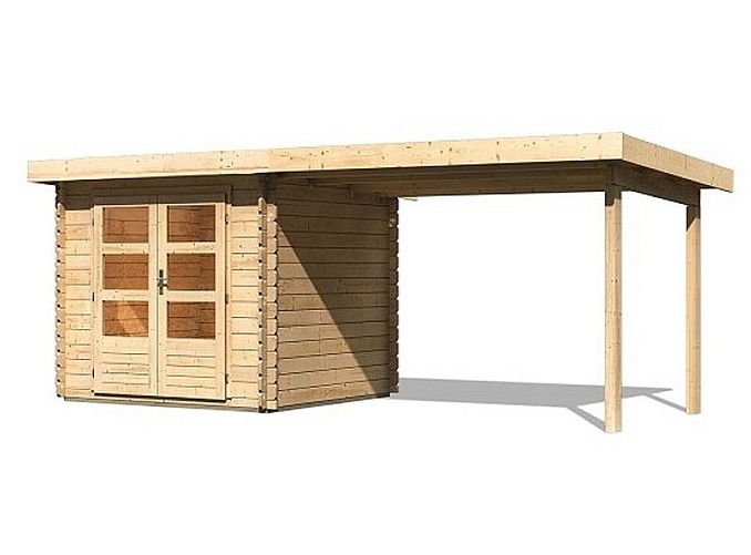 Drevený záhradný domček BASTRUP 2 s prístavkom Lanitplast Prírodné drevo