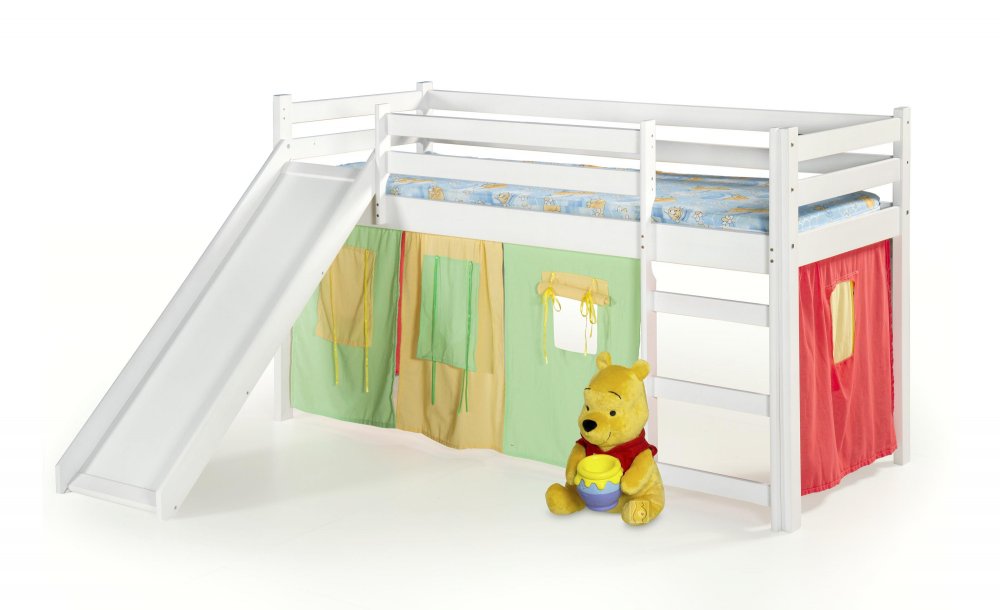 Dětská patrová postel se skluzavkou Neo Plus olše Halmar Bílá