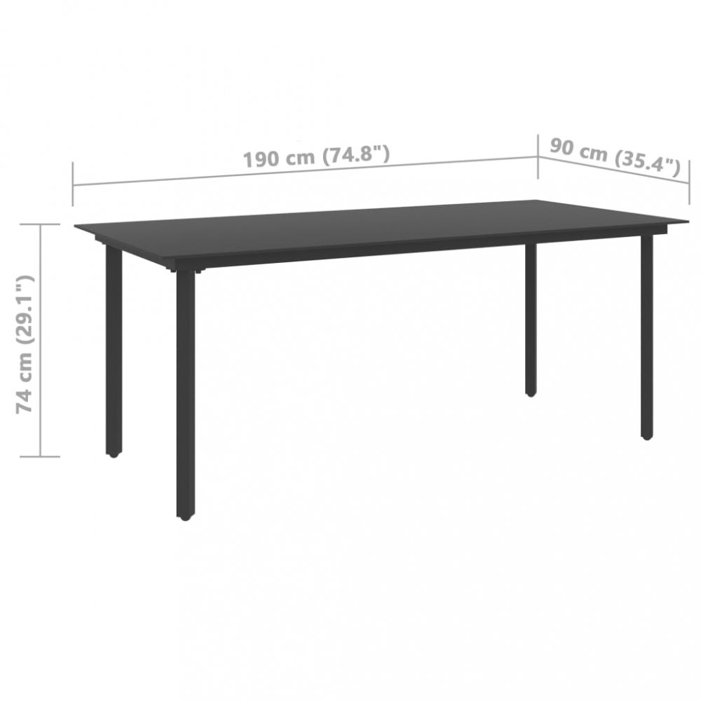 Zahradní jídelní stůl černá / sklo Dekorhome 190x90x74 cm
