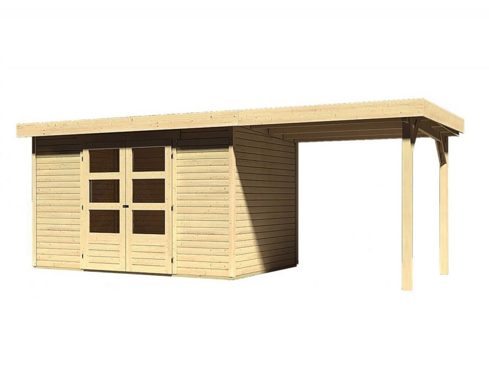 Dřevěný zahradní domek ASKOLA 4 s přístavkem 240 Lanitplast Smrk