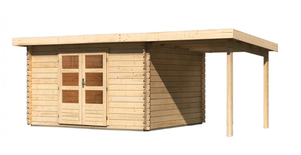 Dřevěný zahradní domek BASTRUP 7 s přístavkem Lanitplast