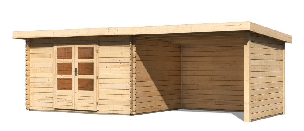 Dřevěný zahradní domek BASTRUP 7 s přístavkem Lanitplast