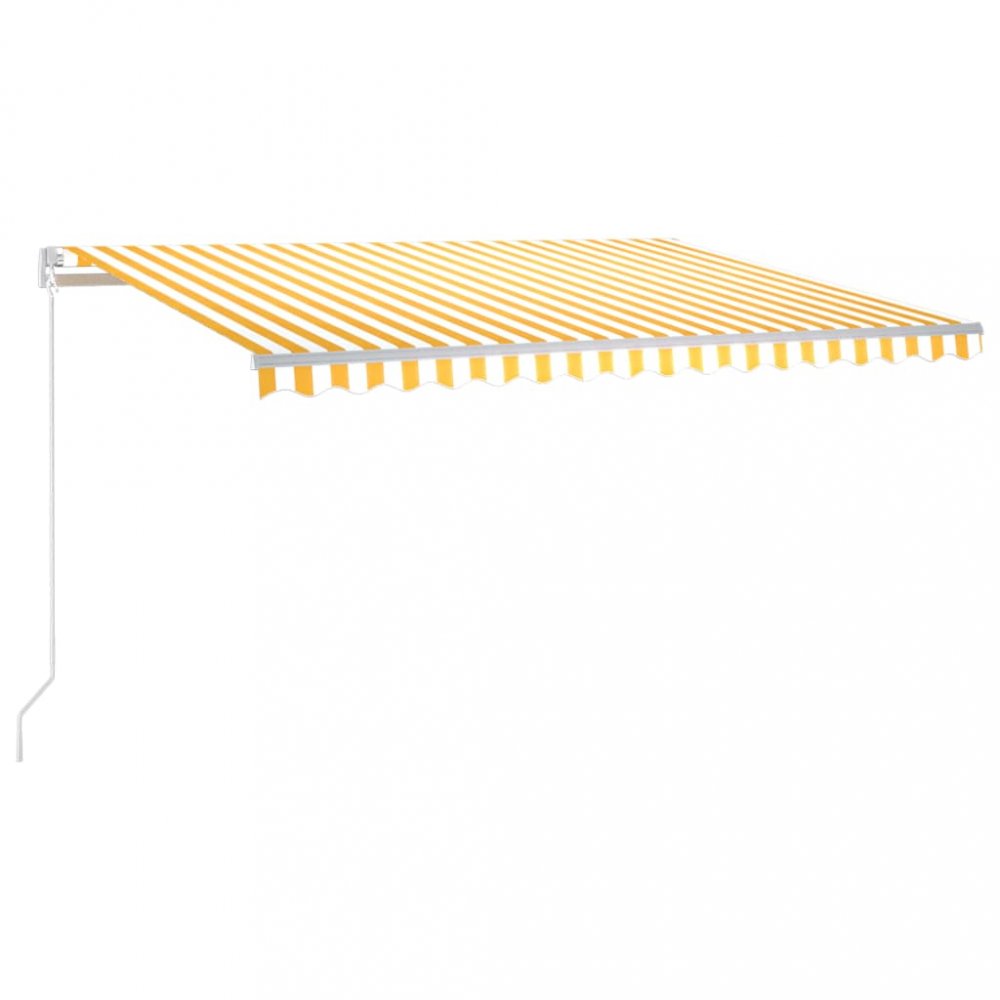 Ručně zatahovací markýza s LED světlem 450x300 cm Dekorhome Bílá / žlutá