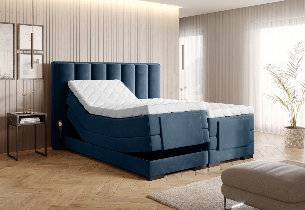 Elektrická polohovací boxspringová postel VERONA Eltap Lukso 40 - modrá