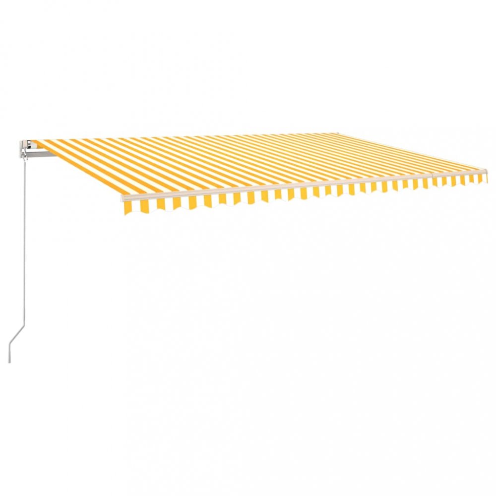 Ručně zatahovací markýza s LED světlem 500x300 cm Dekorhome Bílá / žlutá