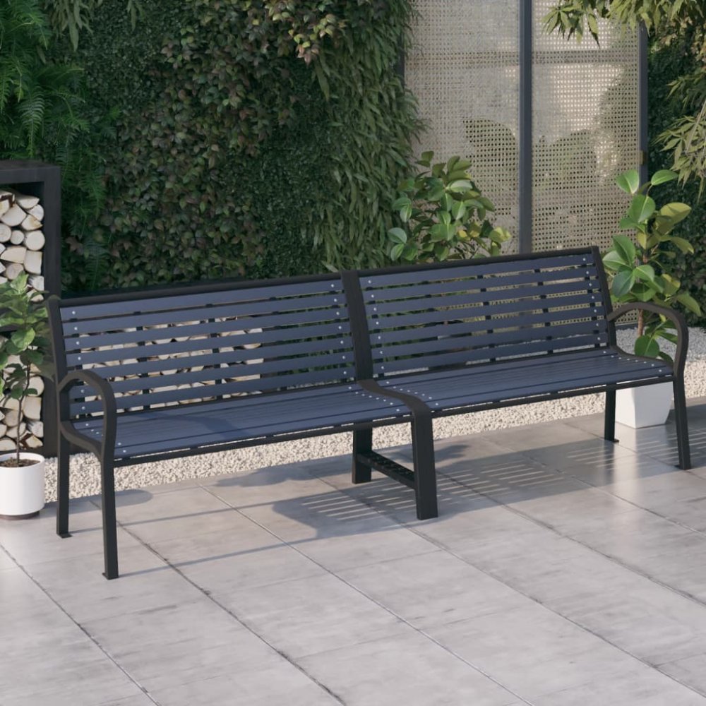 Dvojitá záhradná lavička WPC / kov Dekorhome Čierna