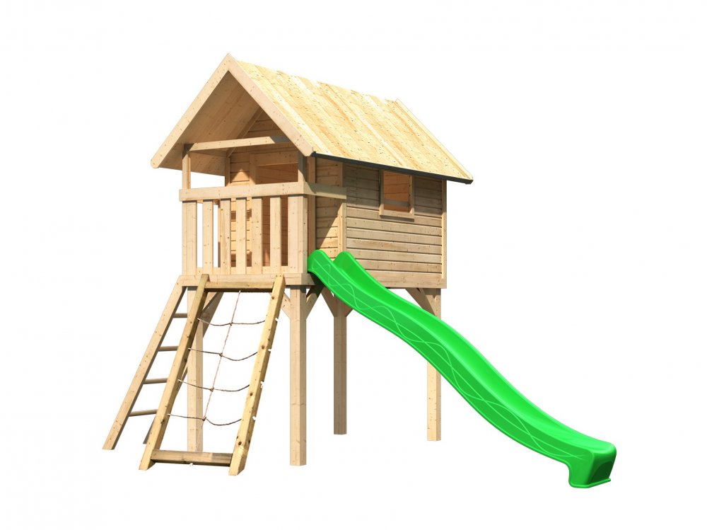 Dětská hrací věž se skluzavkou Dekorhome Zelená