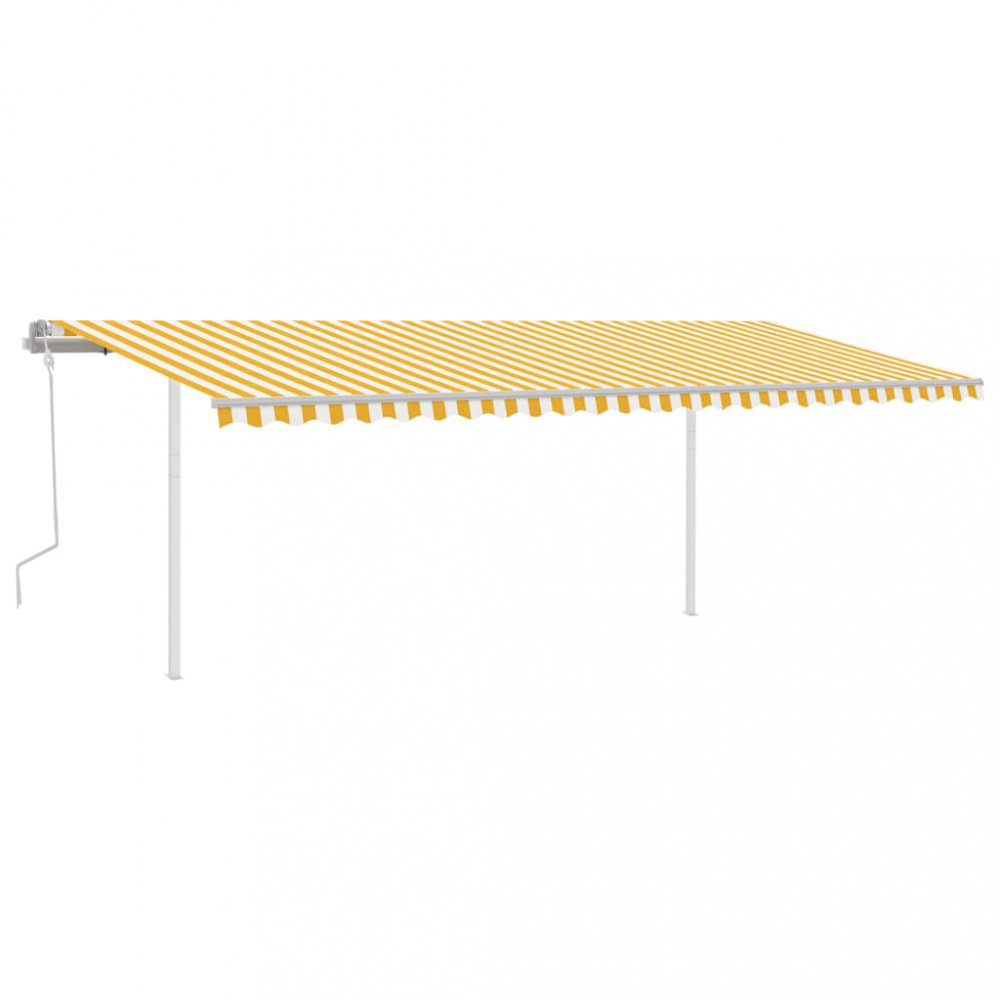 Ručne zaťahovacia markíza so stĺpikmi 600x300 cm Dekorhome Biela / žltá