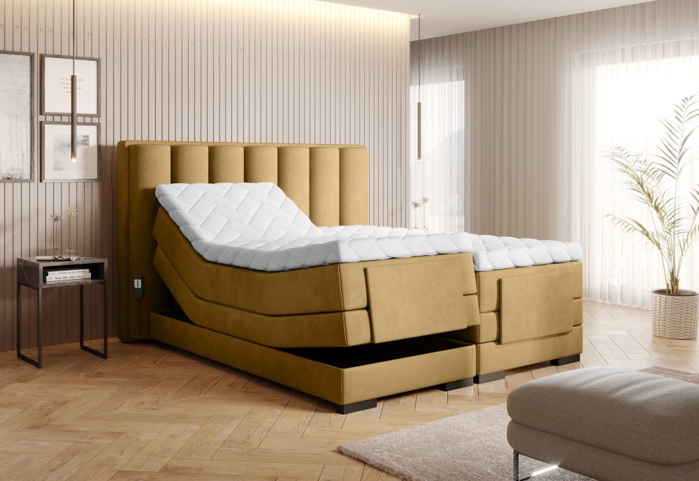 Elektrická polohovacia boxspringová posteľ VERONA Eltap Nube 45 - žltá