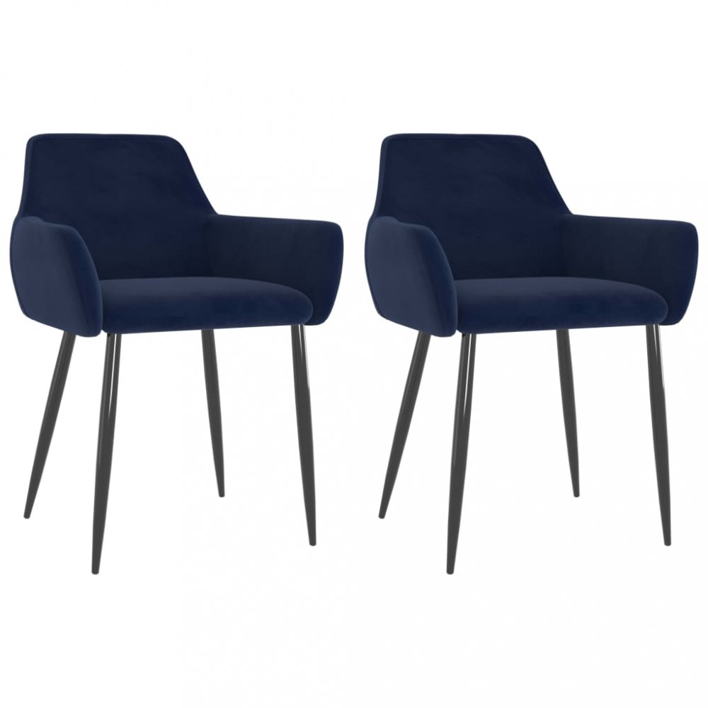 Jídelní židle 2 ks samet / kov Dekorhome Modrá
