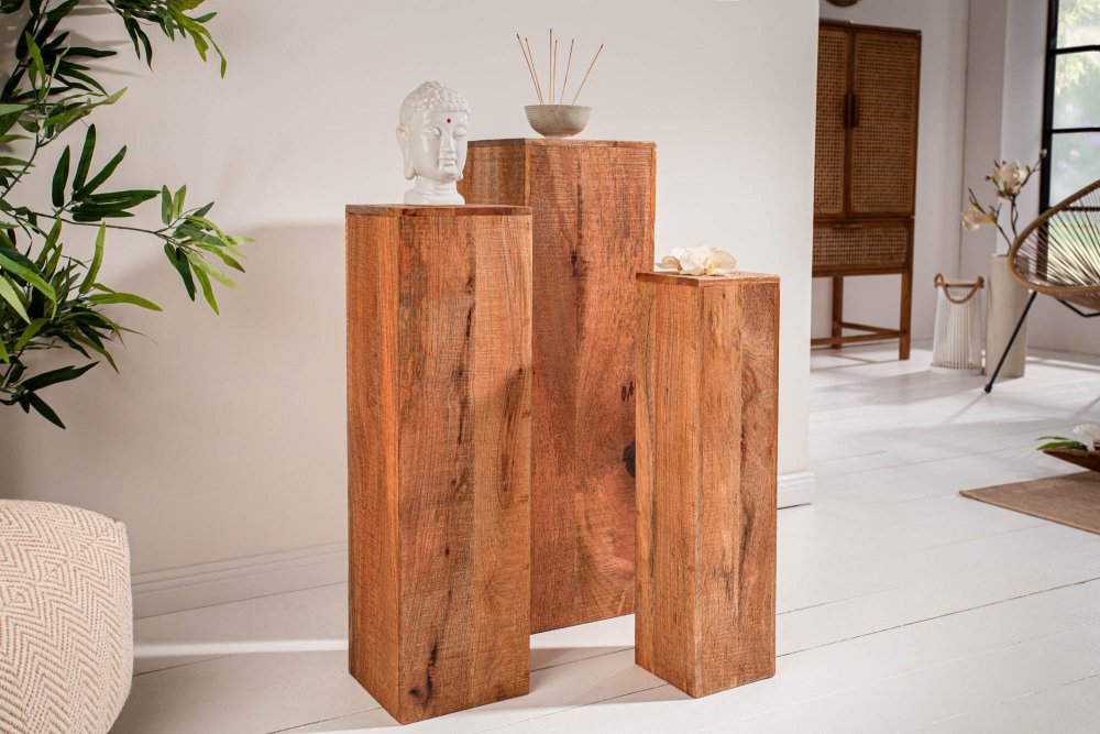 Odkládací stolek 3 ks BOREAS Dekorhome Mangovníkové dřevo