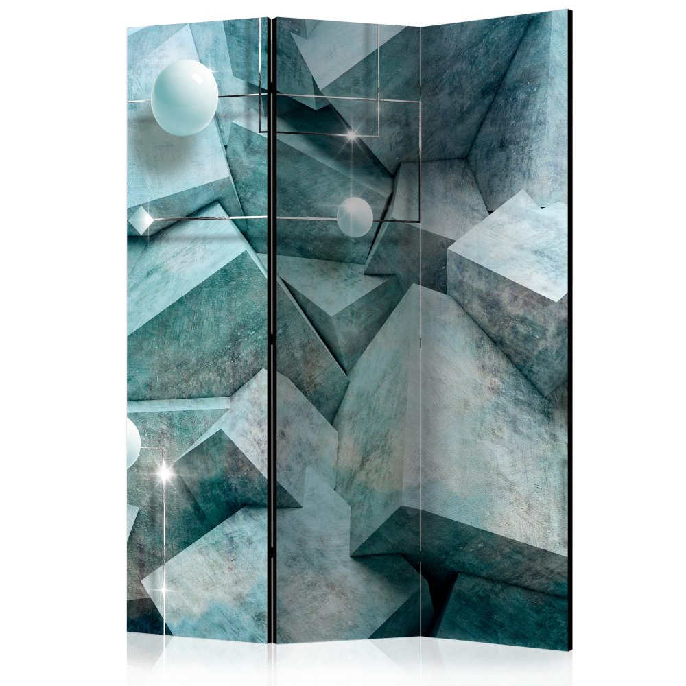 Paraván Concrete Cubes (Green) Dekorhome 135x172 cm (3-dielny)