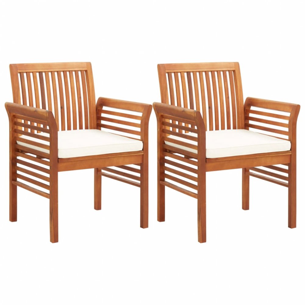 Zahradní jídelní židle 2 ks akáciové dřevo Dekorhome Krémová,Zahradní jídelní židle 2 ks akáciové dř