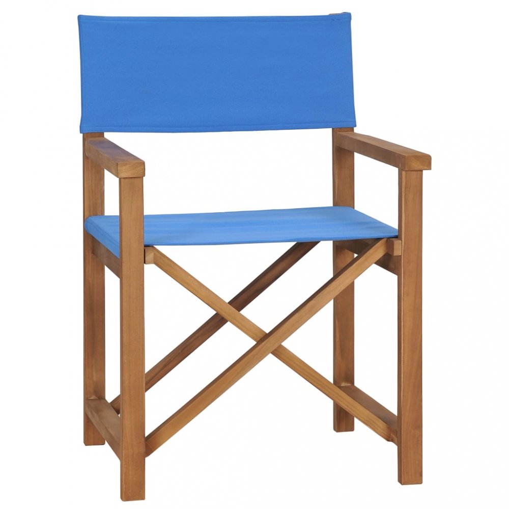 Režisérská židle teakové dřevo Dekorhome Modrá
