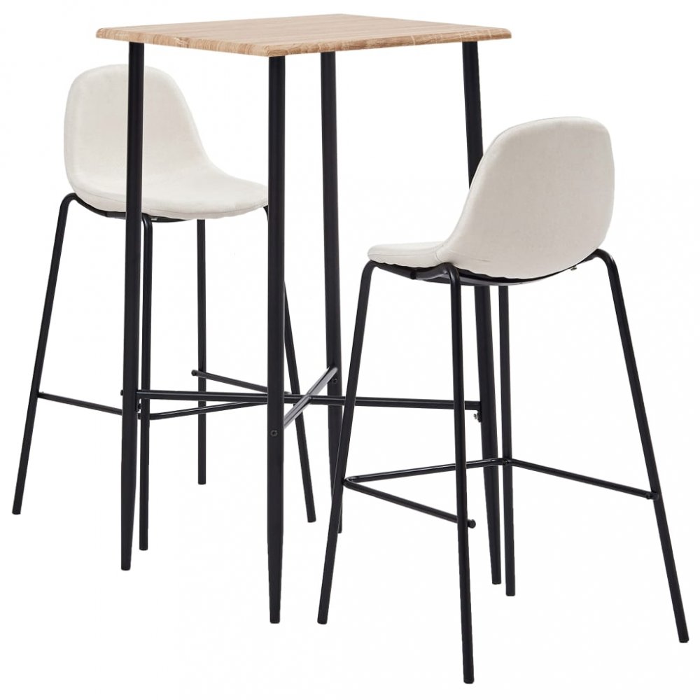 Barový set 3ks textil Dekorhome Krémová