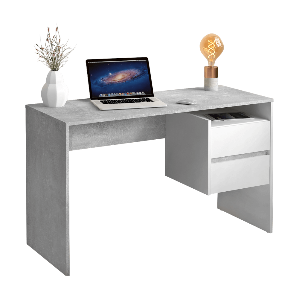 PC stôl so zásuvkami TULIO NEW Tempo Kondela Biela / betón