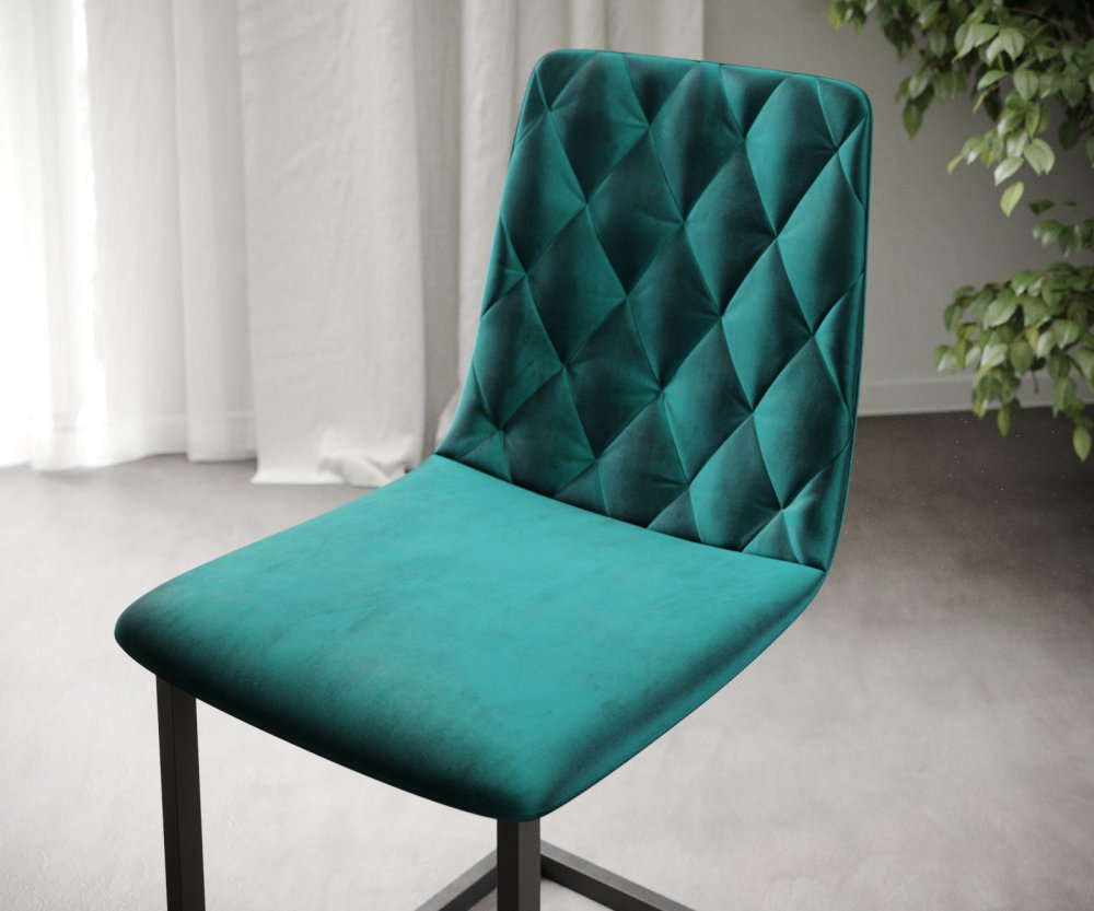Sada 4 jídelních židlí Trado-Adesso Petrol Velvet Cantilever Obrázek