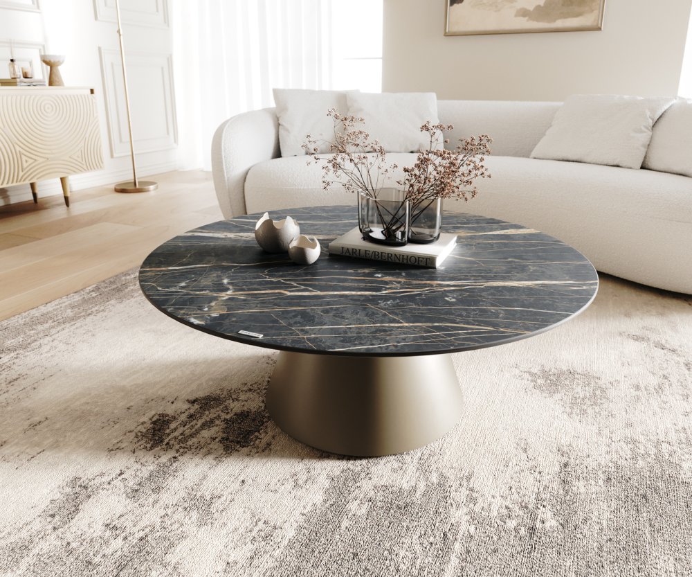 Konferenčný stolík Borna 100x100 cm keramický Laminam®Noir Desir hnedý