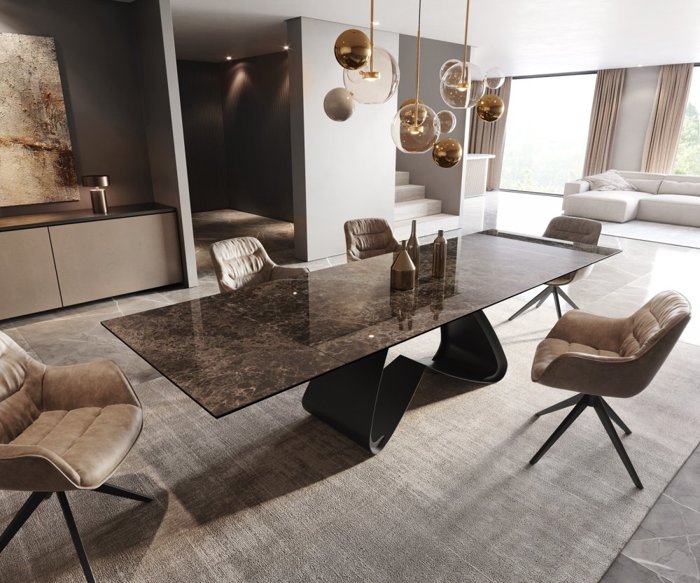 Jídelní stůl Edge 200-300x100 keramika Laminam® Emperador Extra