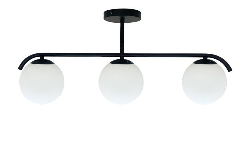 Stropná lampa AMADEO čierna 3x40W E14 biele tienidlo