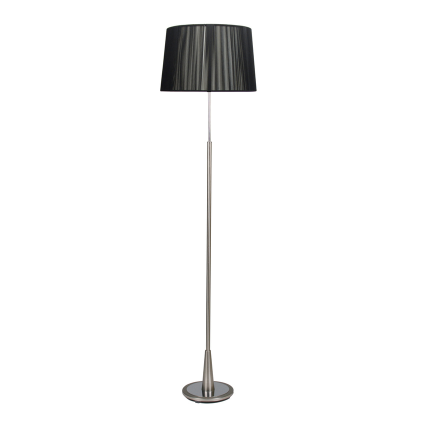 Stojací lampa Dera, saténová, 1x60W, stínidlo E27, černá