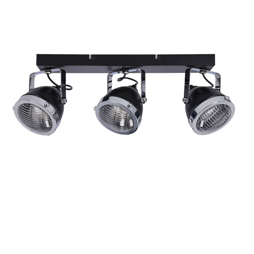 Stropná lampa Crazy s čiernym tienidlom 3x15W gu10, priehľadná