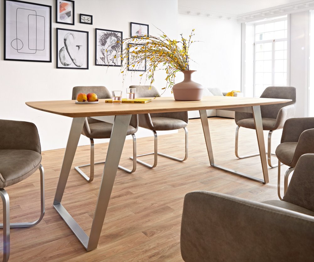 Jedálenský stôl Edge 200x100 cm zaoblený prírodný dub Swiss edge