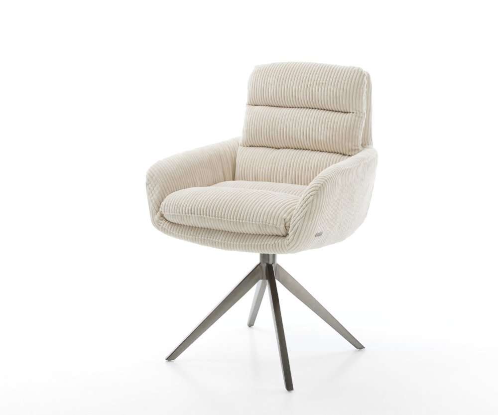 Otočná stolička Abelia-Flex s podrúčkami Cord Beige Cross Frame Wide