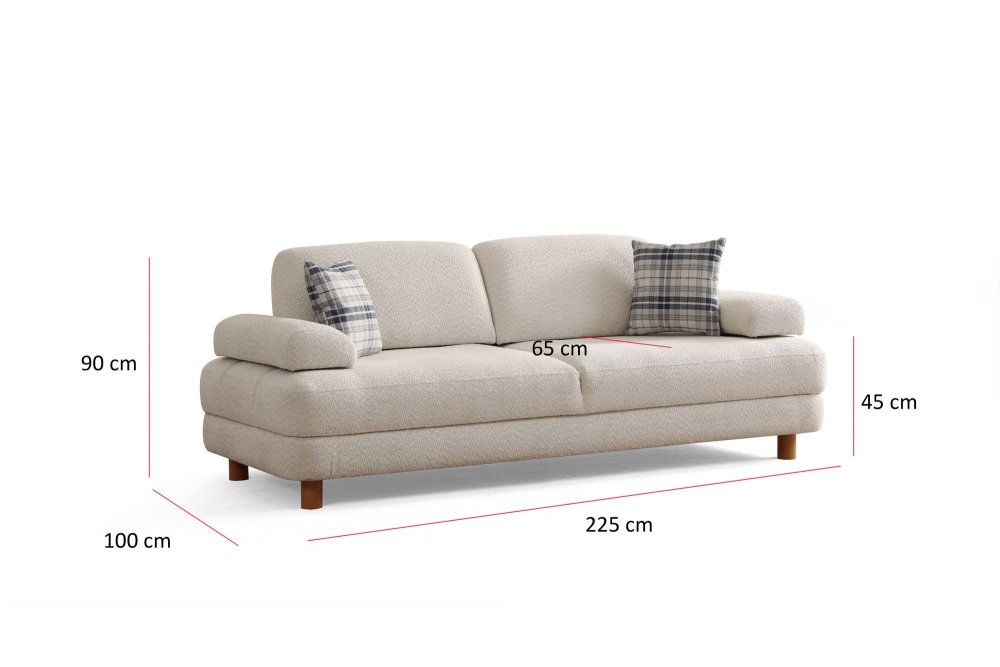 Trojmístná rozkládací pohovka Nice 3 Seater - Cream (obrázek 3)