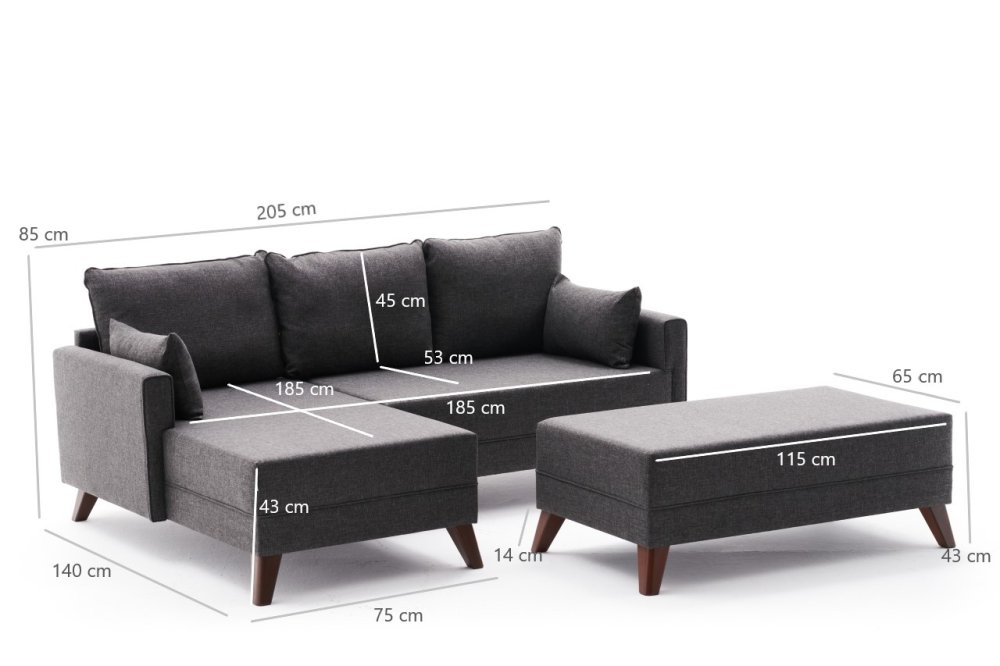 Rohová rozkládací pohovka Bella Mini Corner Sofa Left - Anthracite (obrázek 4)