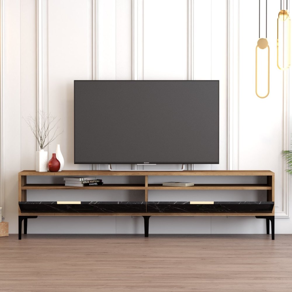 TV stolek Istanbul 2 - Walnut Black Marble (obrázek 5)