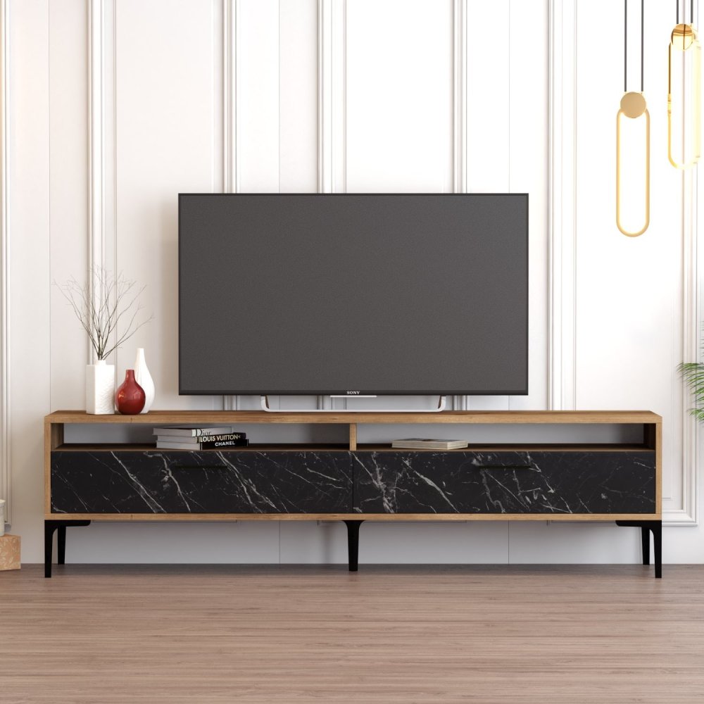TV stolek Istanbul 2 - Walnut Black Marble (obrázek 6)