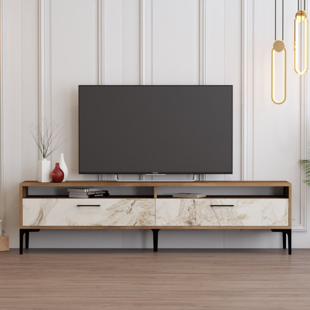 TV stolek Istanbul 2 - Walnut White Marble (obrázek 6)