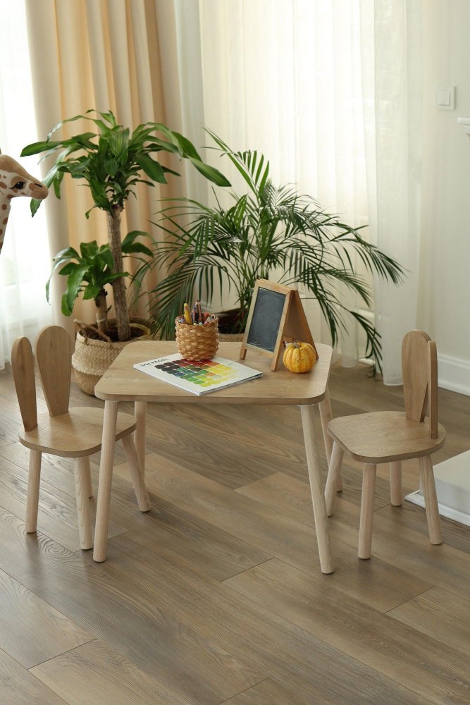Kid's Table Set Bunny Two Chair Set - Brown (obrázek 3)
