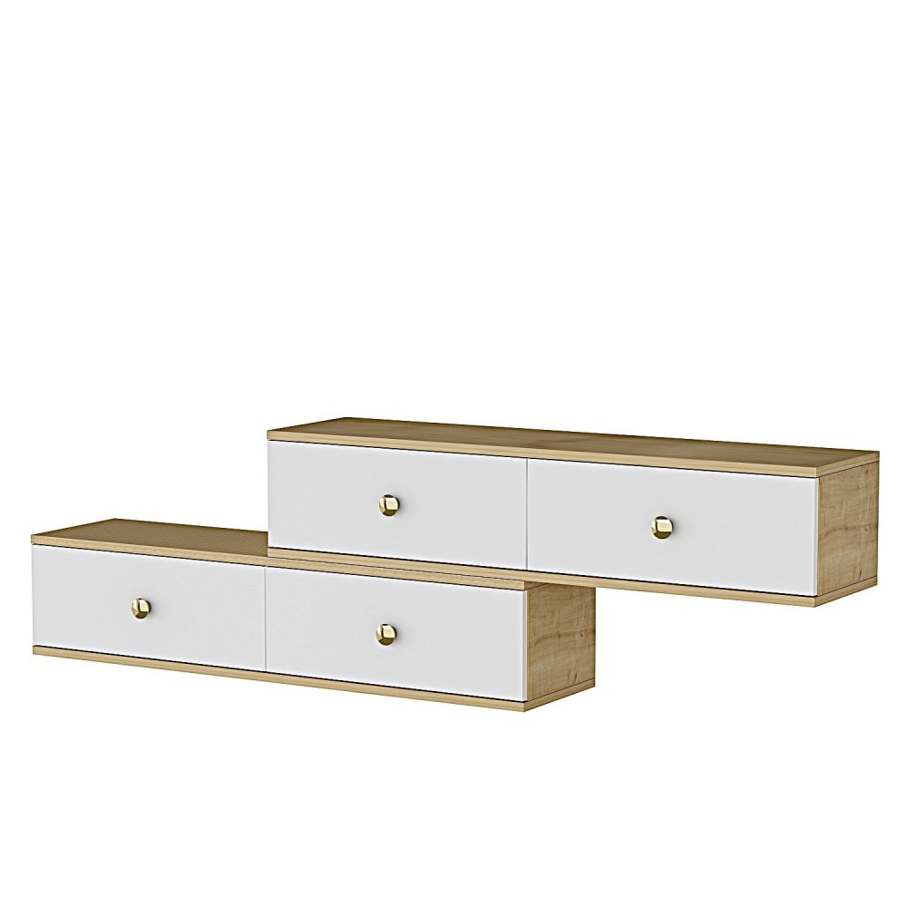 TV stolek Zuzu Double - Sapphire Oak, White (obrázek 6)