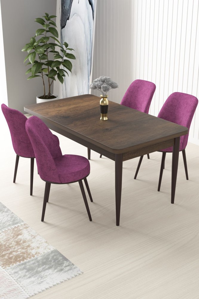 Dining Table & Chairs Set (5 Pieces) Nil - Baroque, Purple