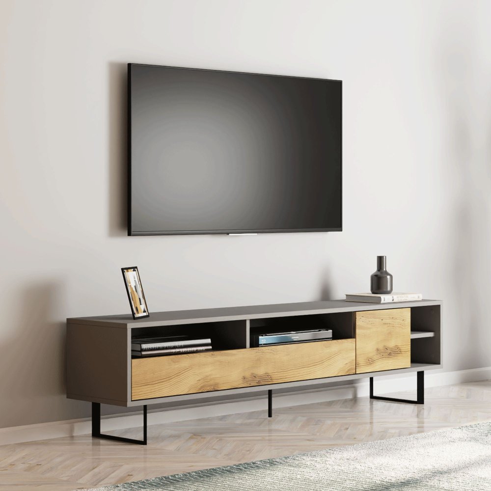 TV stolík Luga - Grey, Oak