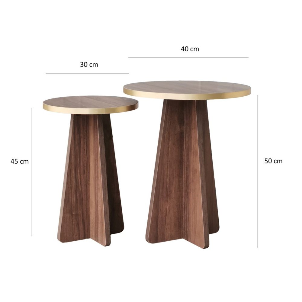 Sada konferenčních stolků Mushroom 2 - Gold, Walnut (obrázek 3)