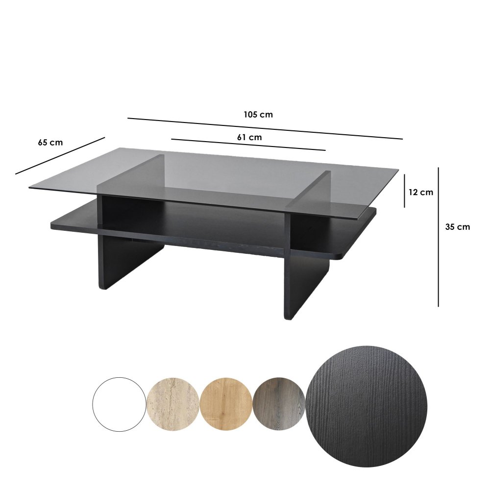 Konferenční stolek Saga Rectangle - Black, Fume (obrázek 3)