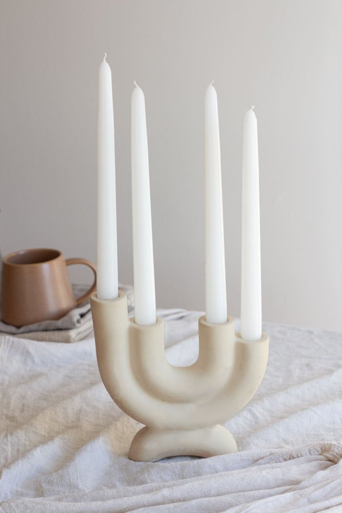 Candlestick Set (5 Pieces) Four Arms - Beige v2