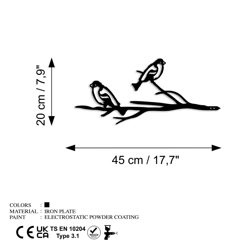 Zahradní dekorace Bird On The Branch 08 - Black (obrázek 3)