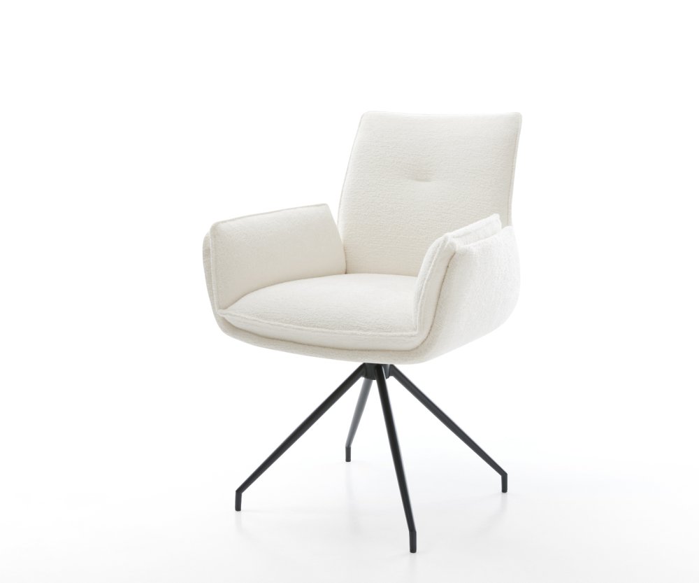 Jedálenská stolička Nela-Flex bouclé mäkký béžová krížová podstava