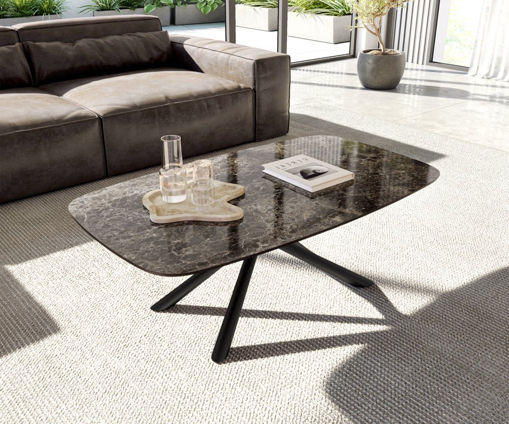 Konferenčný stolík Edge zaoblený 120x70 cm keramika Laminam® Emperador