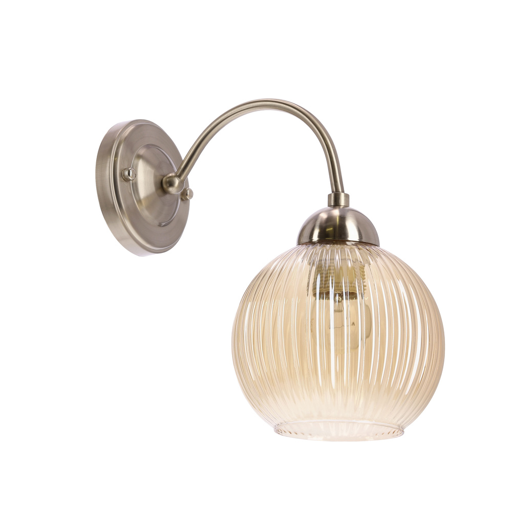 Levně MEDINA lampa kinkiet satynowy 1x60W E27 klosz bursztynowy
