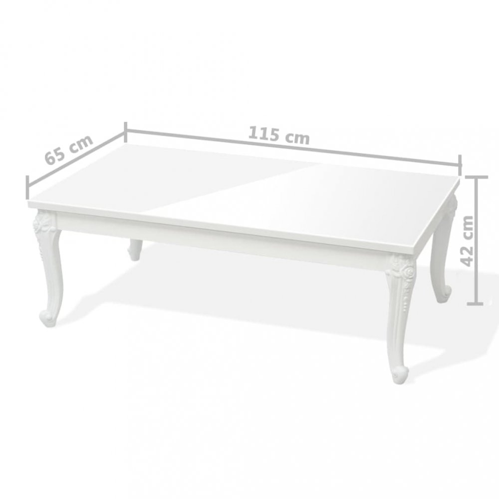 Levně Konferenční stolek bílá vysoký lesk Dekorhome 115x65x42 cm